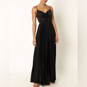 Petal & Pup Naira Satin Black Maxi Dress